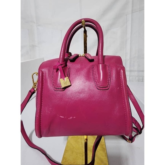 Authentic MCM Leather Zip Satchel Bag Fuchsia Pink - Picture 1 of 15